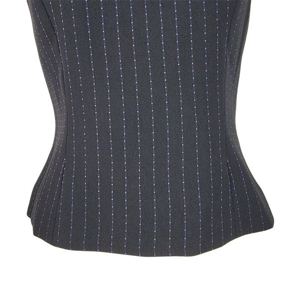 Tahari Black Purple Stripe Single Breasted Two Button Tank Top Blazer Set Size 4 - Picture 15 of 15
